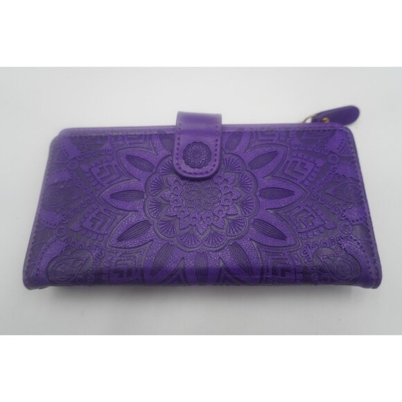 Harryshell Magnetic Zipper Leather Wallet Samsung Galaxy Note 20 Flower Purple - Picture 9 of 10